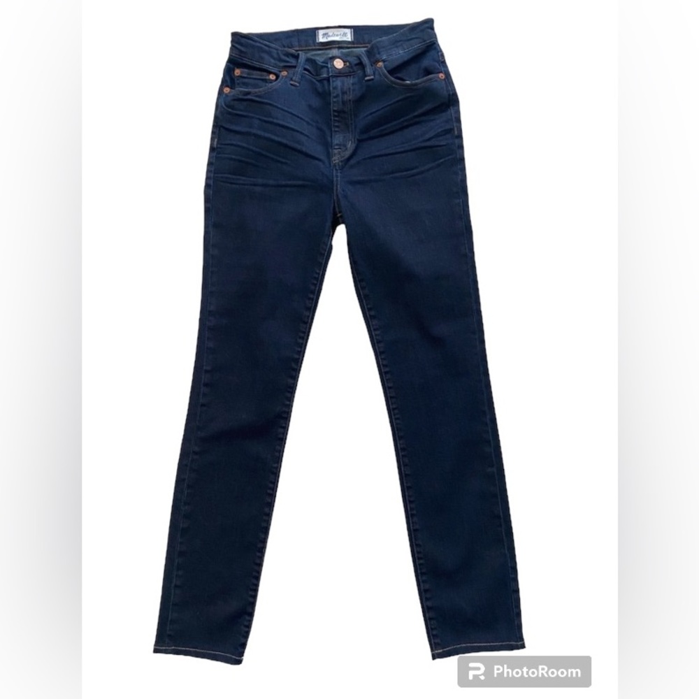 Madewell High Rise Alley Straight Dark Blue Denim Jeans Stretchy 5 Pocke…